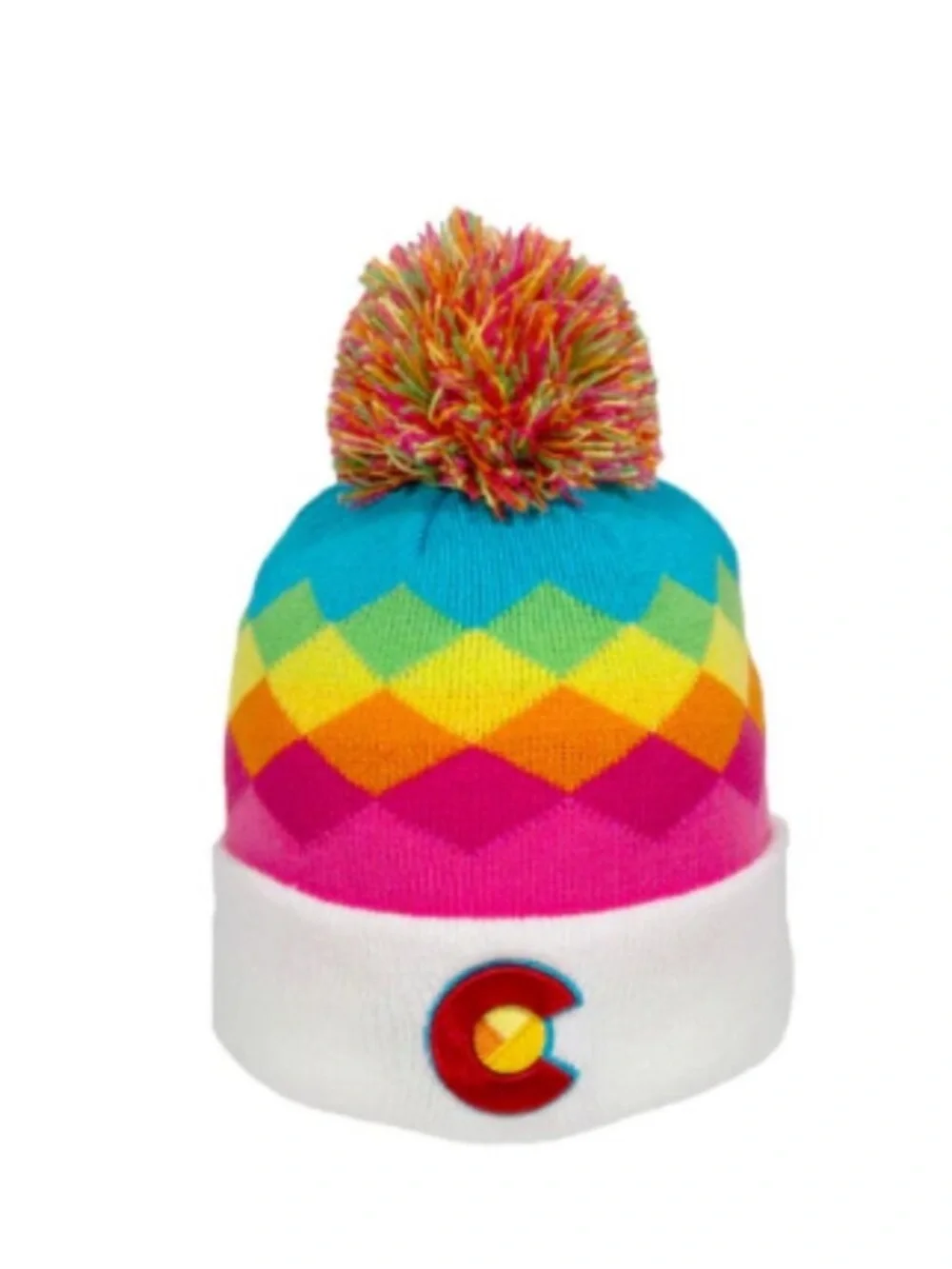 YoColorado Rainbow Argyle Beanie Kids Hat 3-7 Years NWT Red Blue Winter Ski